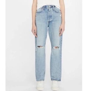 Agolde 90s Mid Rise Ripped Jeans Isolate Wash Size 24